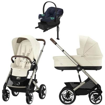 Коляска Cybex Talos S Lux TPE complete Aton S2 Ocean Blue Base One 4 в 1 Seashell Beige с дождевиками