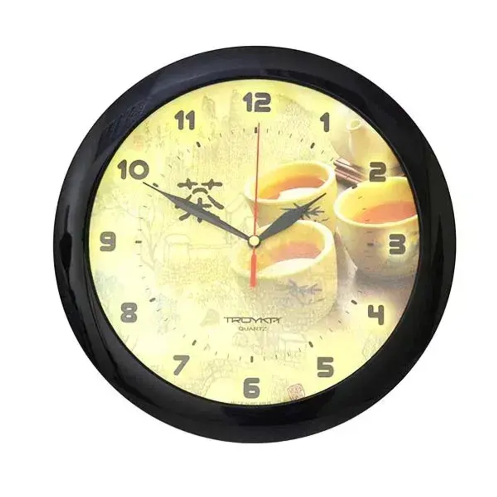 Часы наст. круглые Кофе цв.черн. d=29см