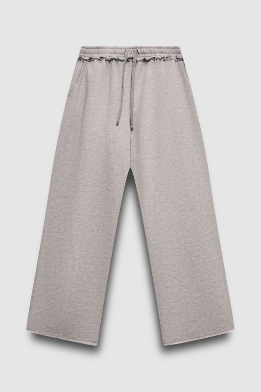 Брюки широкие из футера, серый