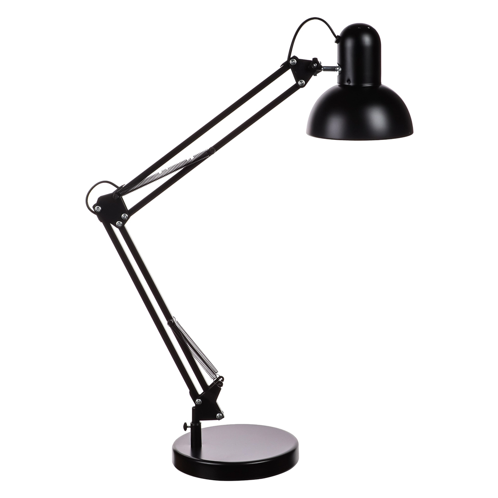 Светильник настольный BY Лунд Е27,60Вт,230В,85см, струбцина,подставка,каб.140см,металл,черный