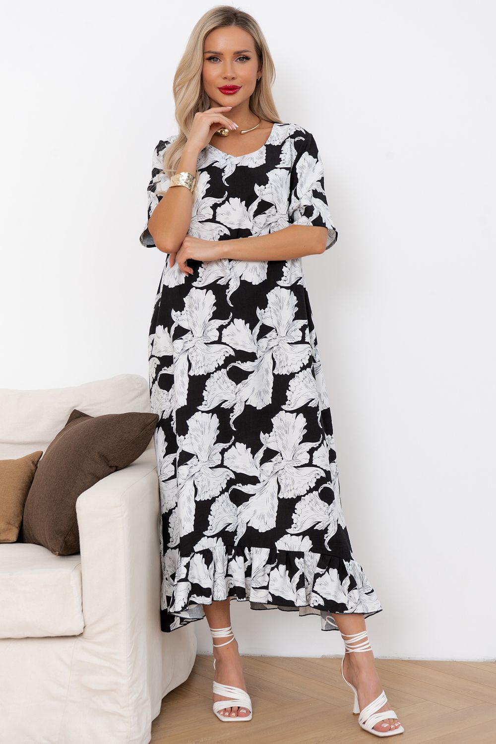 Платье Алсу (черный/белый) Р11-1244 Nikol