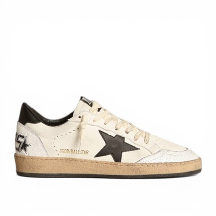 Women's Ball Star sneakers in white nappa leather with black leather star and heel tab