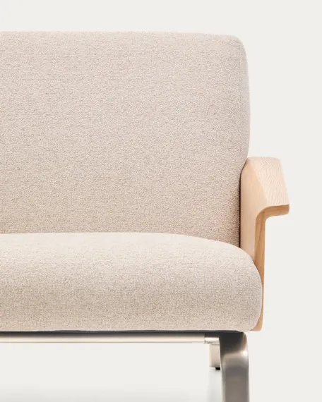 Кресло Amsen, бежевое с подлокотниками из шпона дуба