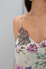 Домашний топ с цветочным принтом (Размер: M) (Цвет: молочный)