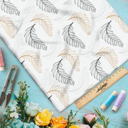 Ткань кулирная гладь аккуратные контурные листья