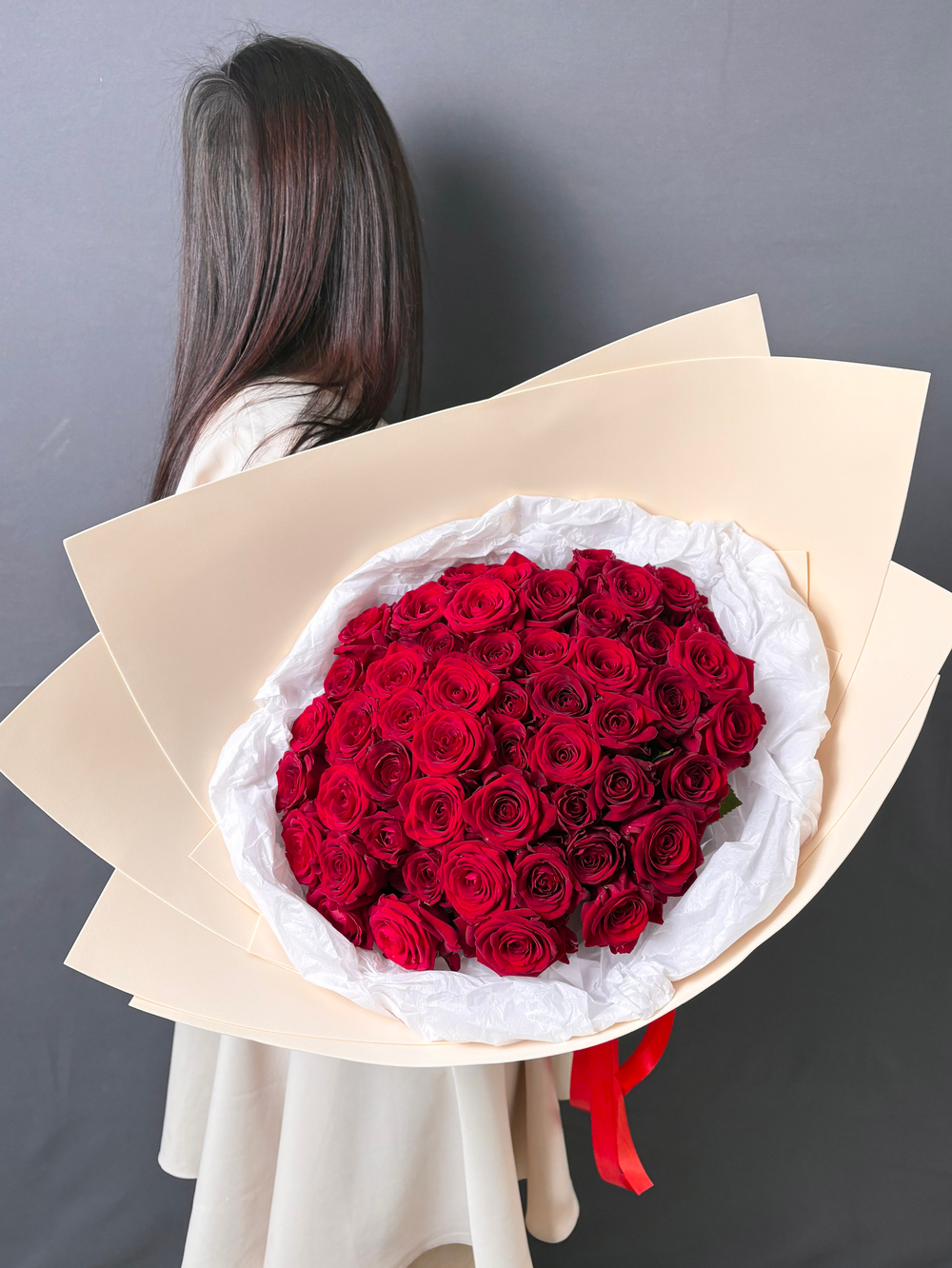 51 красная роза 50 см