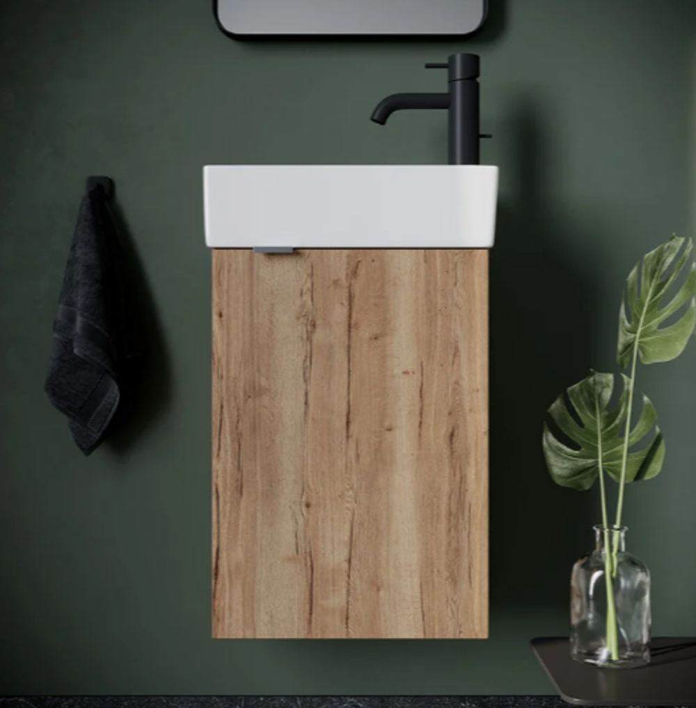 Тумба подвесная SANCOS Mini 355х205х500, с распашной дверцей, внутри 1 полка, дуб галифакс натуральный , арт.MN35EGR