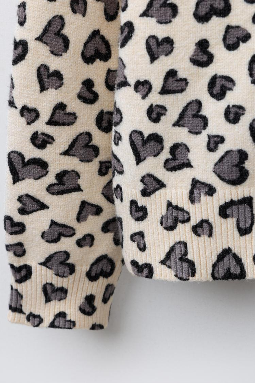 ZARA ВЯЗАНЫЙ КАРДИГАН «СЕРДЦА», ЭКРЮ МЕЛАНЖ