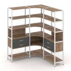 Shelf System Трехсекционный угловой стеллаж пятиярусный с ящиками SN.STMU-531 Дуб Табак/Антрацит/Мет