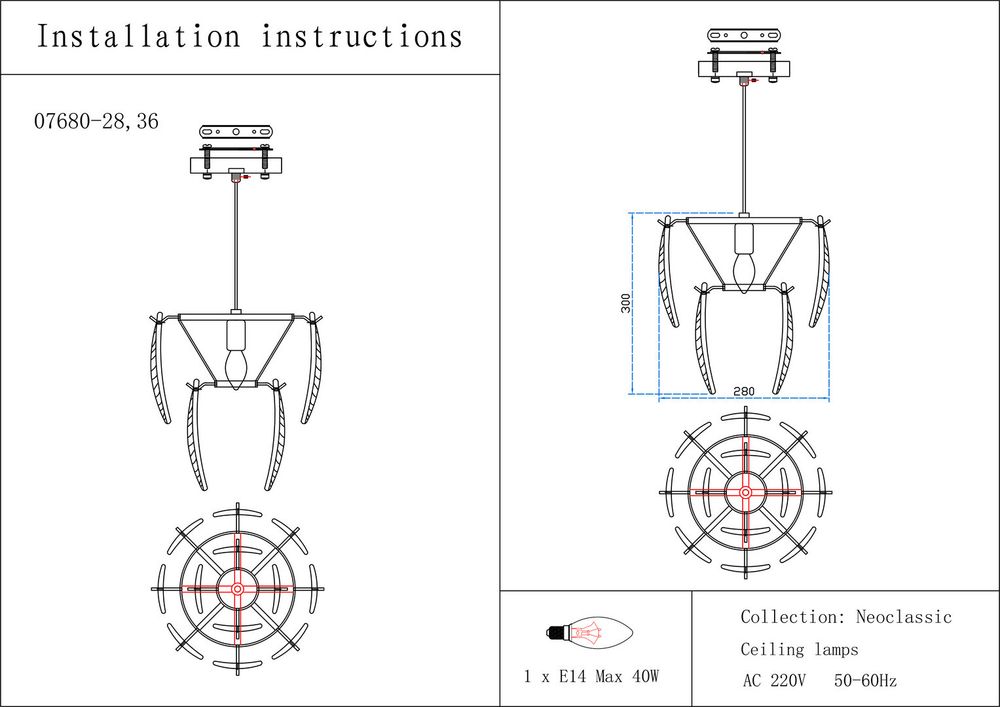 Kink Light 07680-28,36 Подвес Джана латунь E14 1*40w