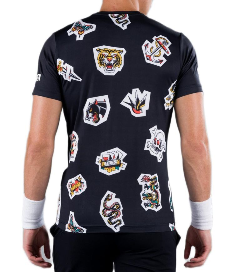 Мужская теннисная футболка Hydrogen Tattoo Tech Tee Man - black