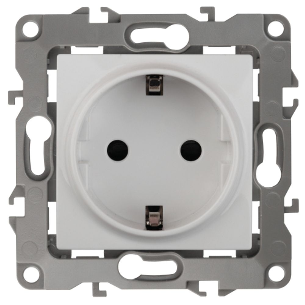 Розетка ЭРА Серия 12 12-2102-01 с заземлением 2P+E Schuko со шторками 16A-250В IP20 белый