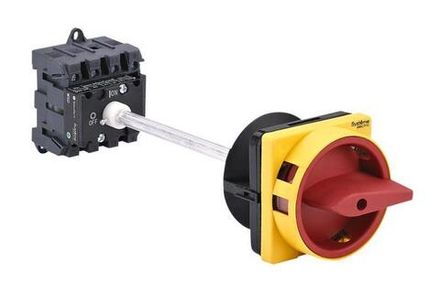 Выключатель-разъединитель 4п 25А IP20 с красн. выносн. рукоят. на дин-рейке/плате с замком SE MSD25440R