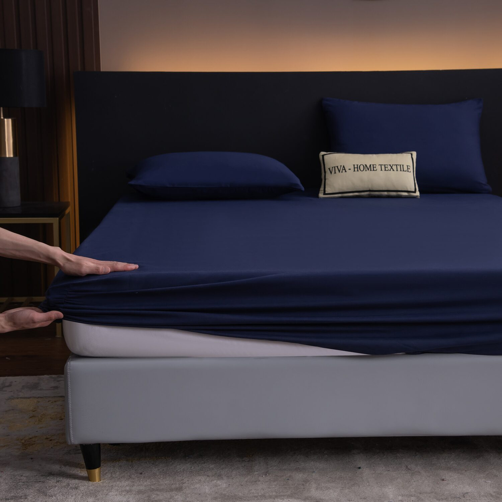 КПБ Однотонный Сатин на резинке CSR021, Евро, 4 наволочки, простынь 160*200*35