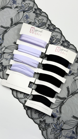 Кружево вышивка на сетке черная с орхидеей неэластичная ширина 25 см