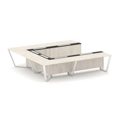 Steel Meet Стол переговорный П-образный KMK-PR.B.SP-11P Денвер Светлый/Графит Глянец/Металл Белый 32