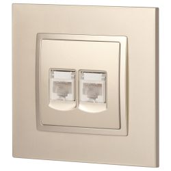 14-3108-04 ЭРА Розетка 2хRJ45, IP20, шампань | Elegance Шампань