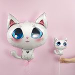 Шар с клапаном (15''/38 см) Мини-фигура, Котенок, Белый, 1 шт.