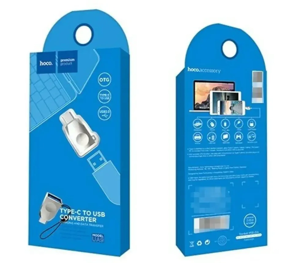 Переходник HOCO (UA9) Type-C на USB3.0 с поддержкой OTG (Pearl Nickel)