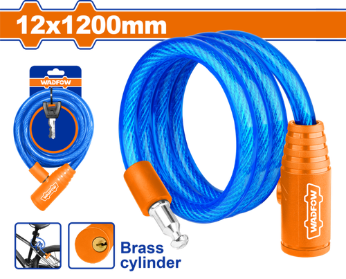 Велосипедный замок 12х1200 мм (12/48) WADFOW WBK1112