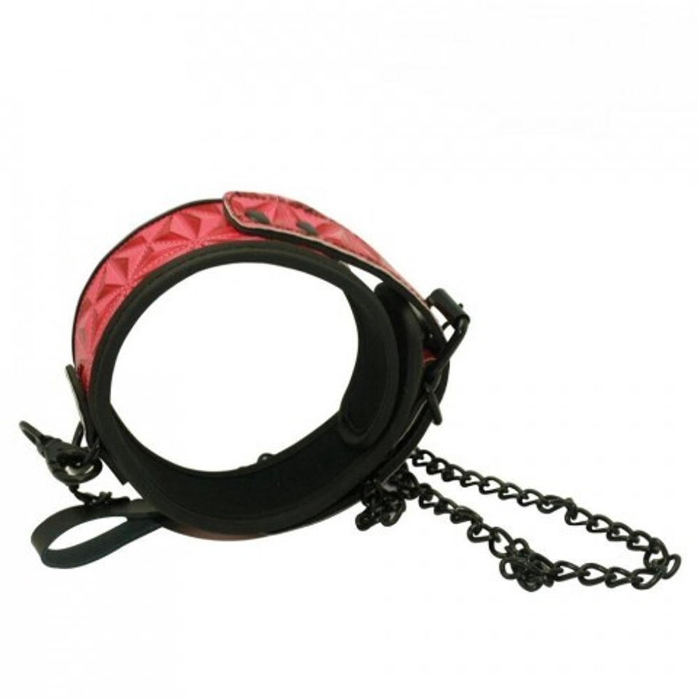 Ошейник с поводком Luxury fetish красный