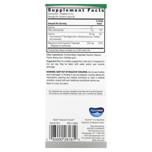 Nature's Answer, Морской магний, ванильный крем, 500 мг, 480 мл (16 жидк. унц.)