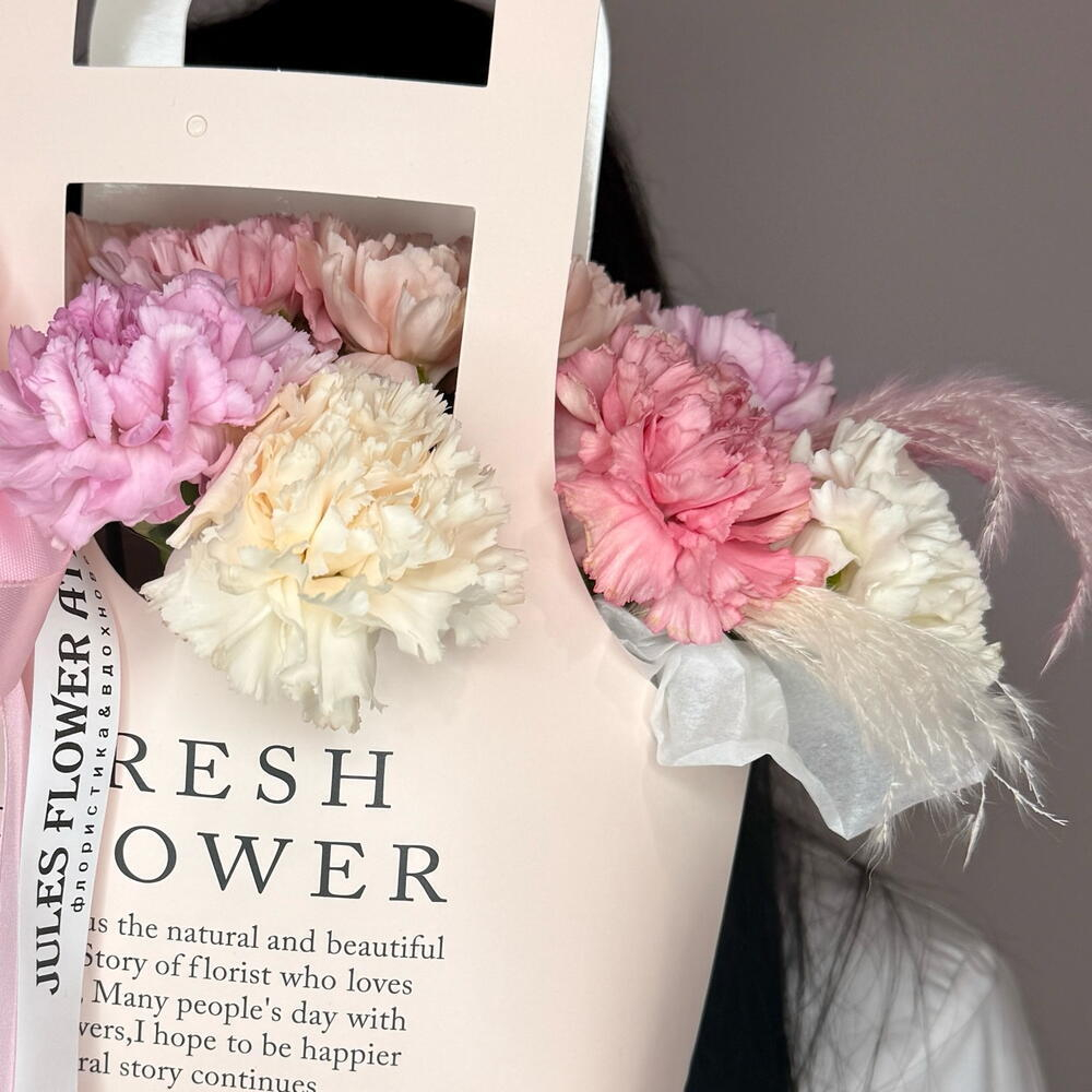 «Сахарная пудра» стильная сумка с диантусами