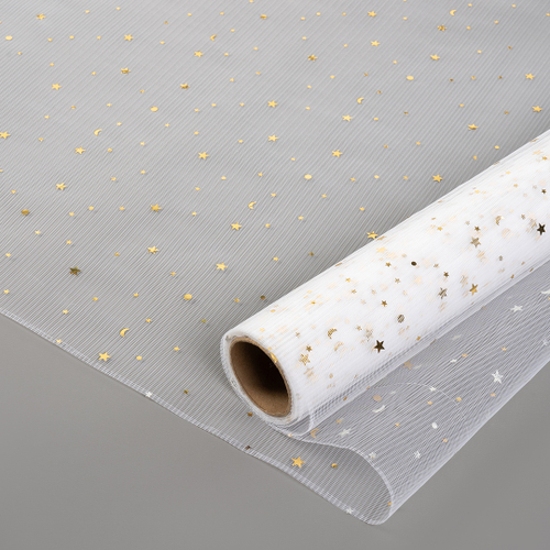 Фатин в рулоне (0,48*4,57 м) Звездное сияние, Белый, Металлик ДБ