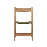 Складной стул Dandara из массива акации со стальной конструкцией и зеленым шнуром