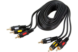 Шнур REXANT 3 RCA - 3 RCA, длина 1,5 метра, черный 17-0212