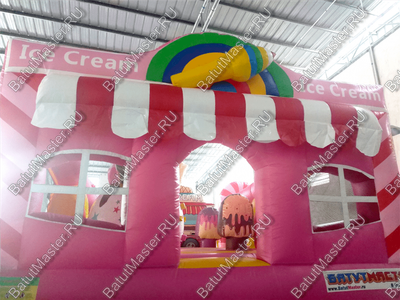 Коммерческий надувной батут "Мороженое розовое" 6*4*2,8 м