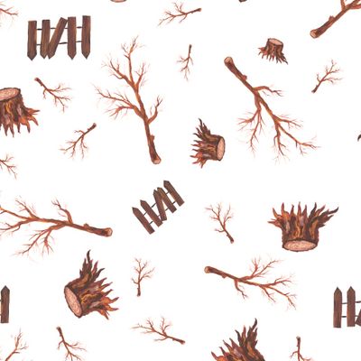 Пенек, ветки и забор