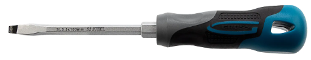 Отвертка GROSS SL 5.5х100мм трехкомпонентная рукаятка, S2 (12/120)