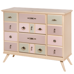 Комод Пандора - 2 с 4 ящиками и 2 полками Айвори Акварель