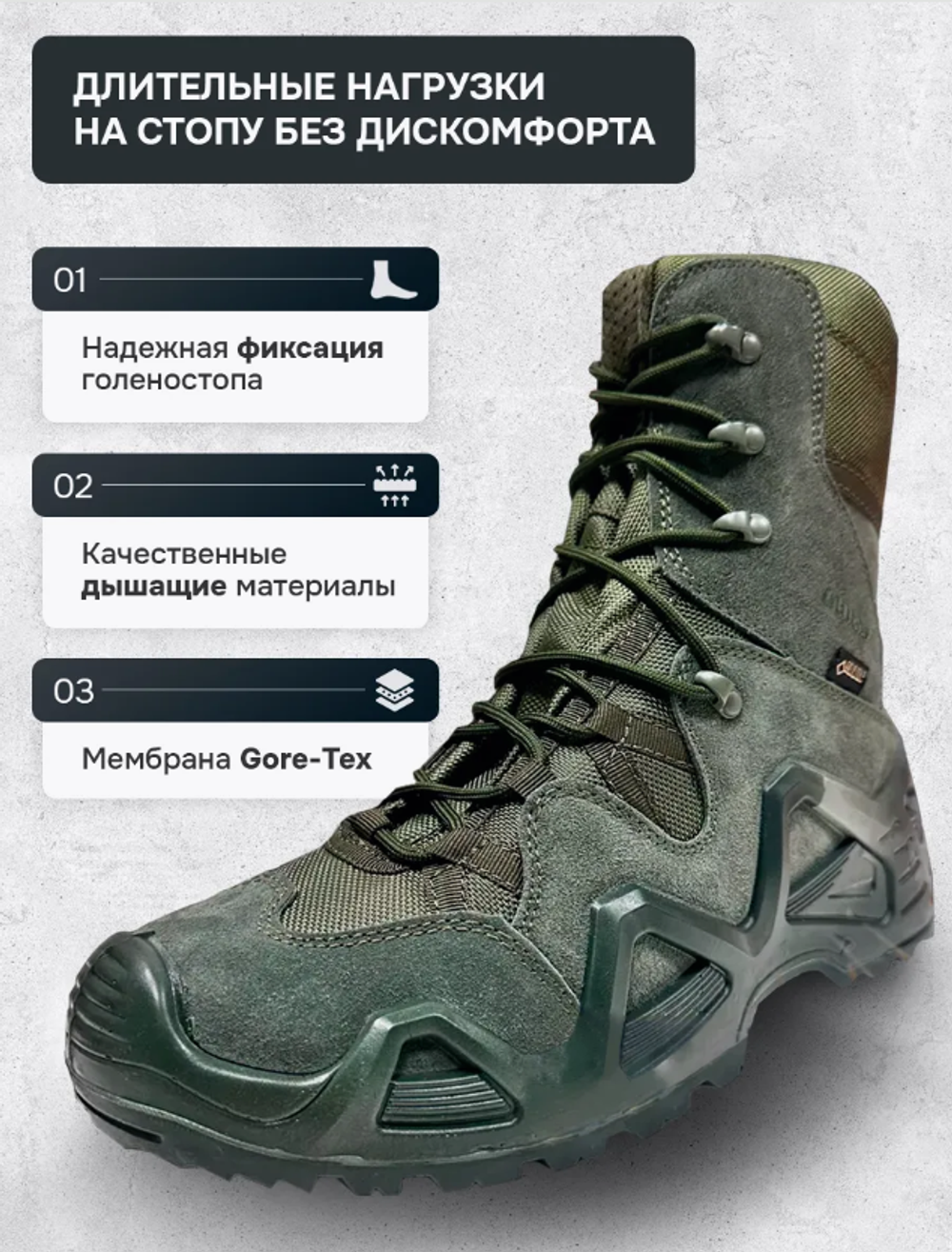 Берцы тактические LOWA олива высокие