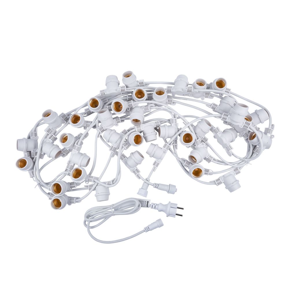 UDL-K110 40-E27-10M IP65 WHITE BELT-LIGHT Гирлянда Белт-лайт. 10м + 1.5м сетевой шнур. 40 патронов E27. шаг 25см. Белая. TM Uniel