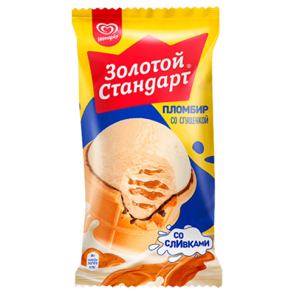 Мороженое Золотой стандарт пломбир со сгущенкой 93 гр