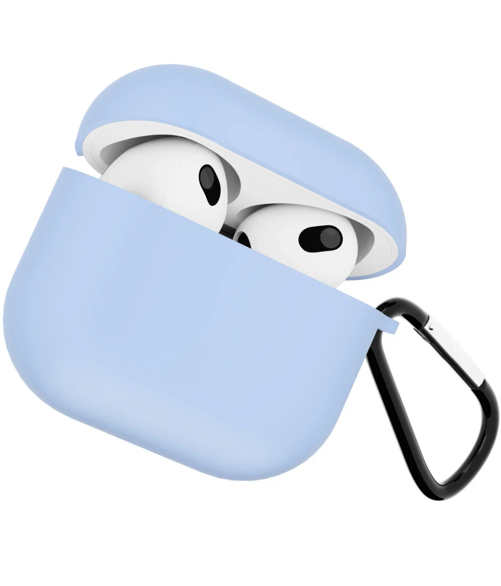 Чехол для Airpods 3 Gurdini силиконовый с карабином Голубой