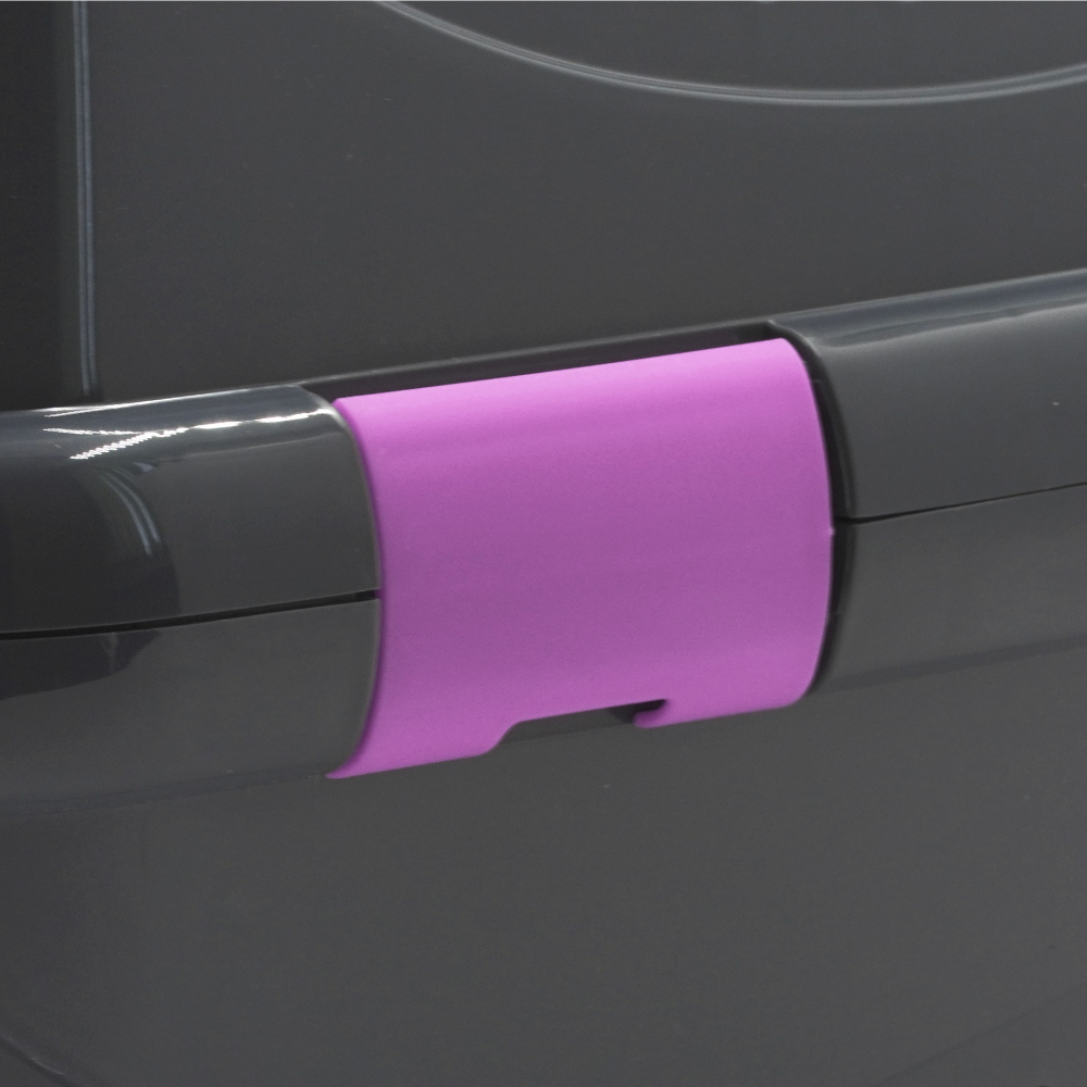 Переноска ZOOSET с металлической дверцей и ремнем, серая/сиреневая - (S) 42х29х29,5 см