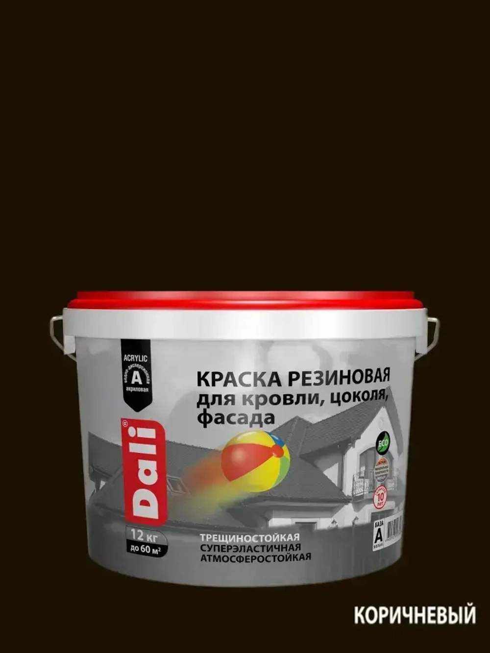 Краска DALI резиновая атмосферостойкая, коричневый, 12кг