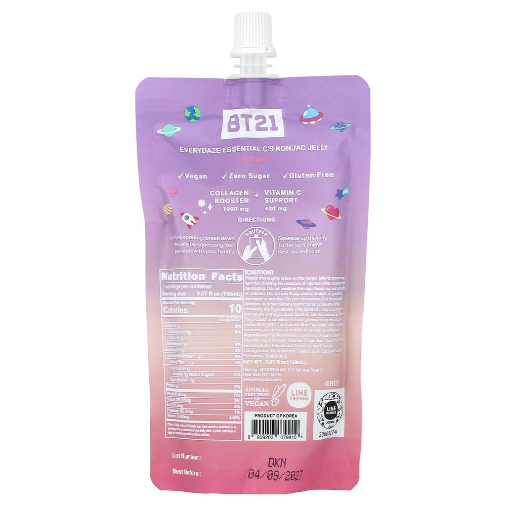 Everydaze, Essential C's Konjac Jelly, йогурт, 150 мл (5,07 жидк. унц.)