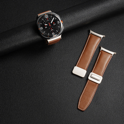 Ремешок из натуральной кожи коричневого цвета от Dux Ducis для смарт часов Samsung Watch Ultra 47MM, серия YA Series