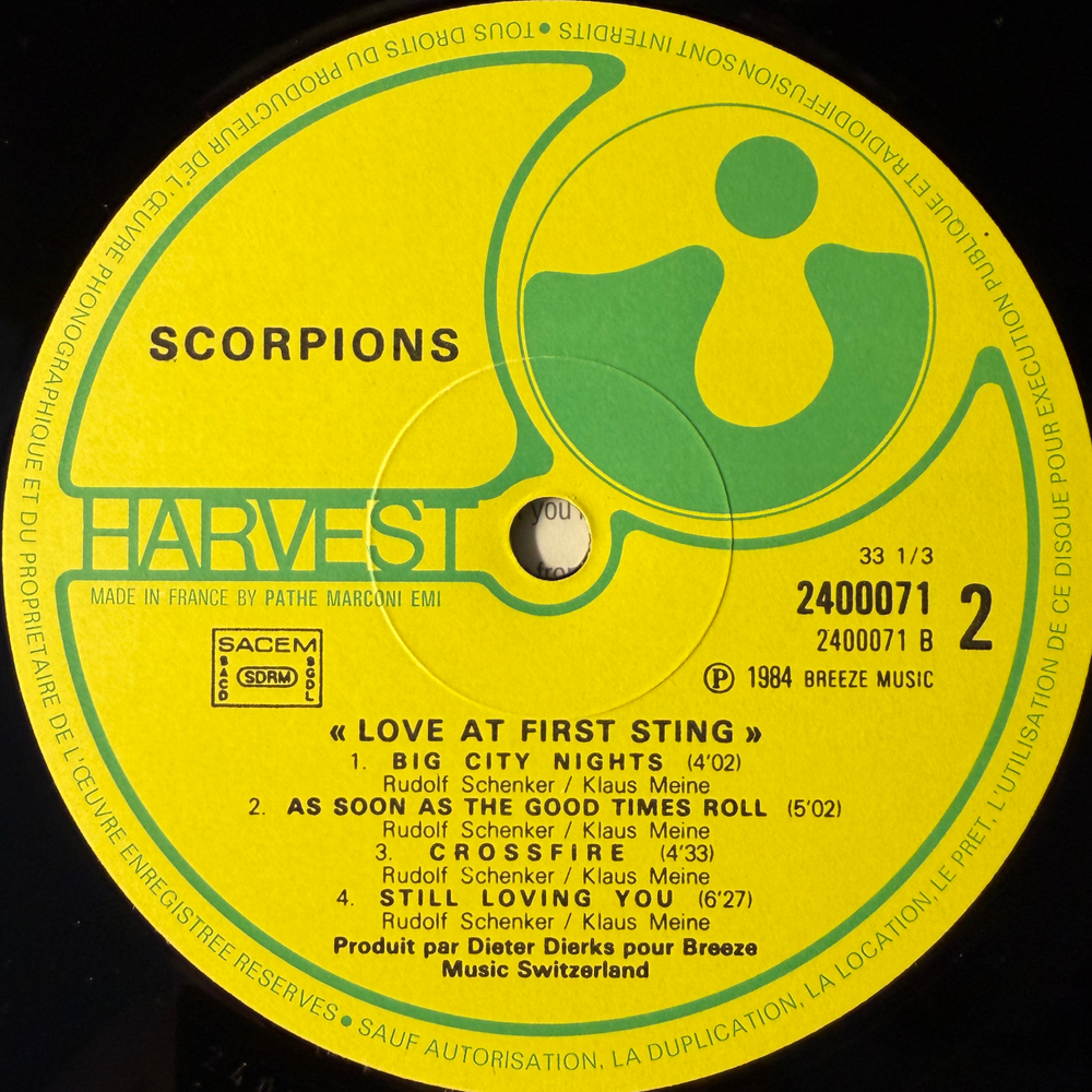Scorpions ‎– Love At First Sting (Франция 1984г.)