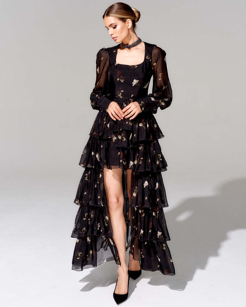 Платье длины мини из 100% шелка