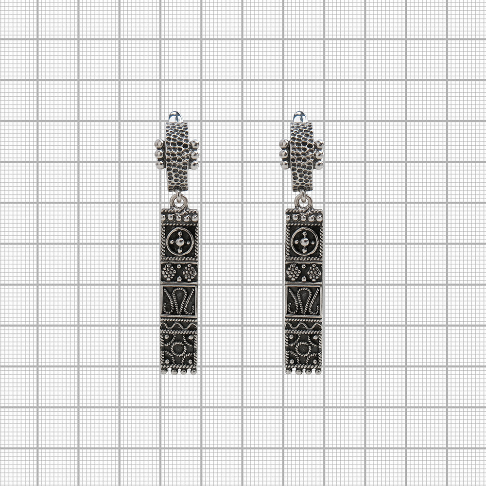 "Владелина" серьги в серебряном покрытии из коллекции "Славянка" от Jenavi с английским замком