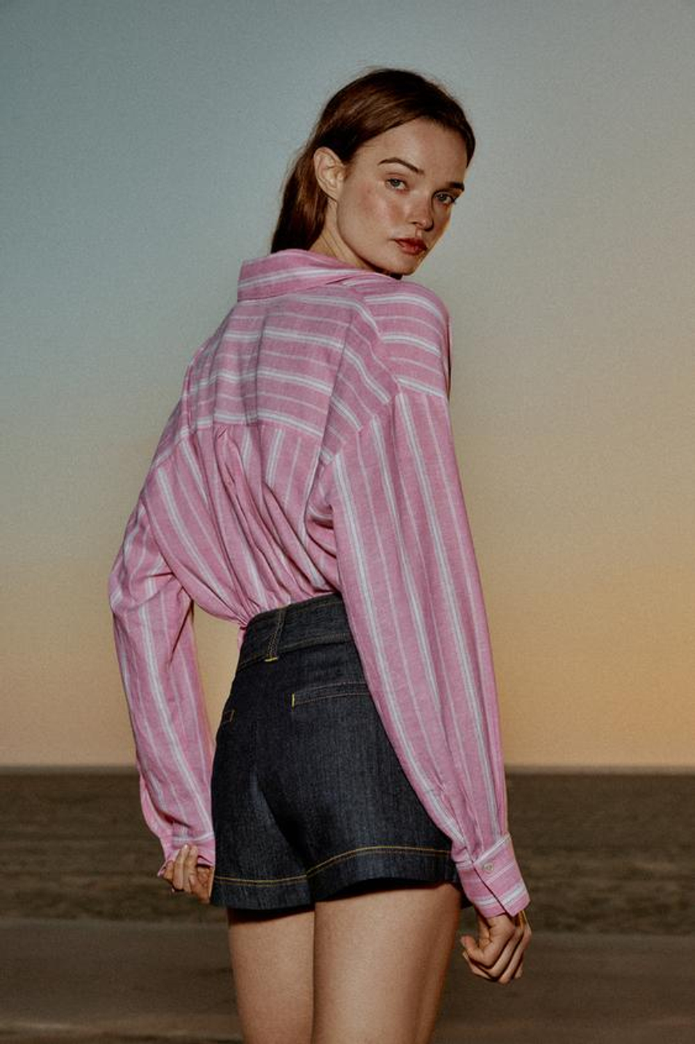 ZARA ЮБКА-ШОРТЫ Z1975 С ЗАПАХОМ И РЕМНЕМ, СИНИЙ