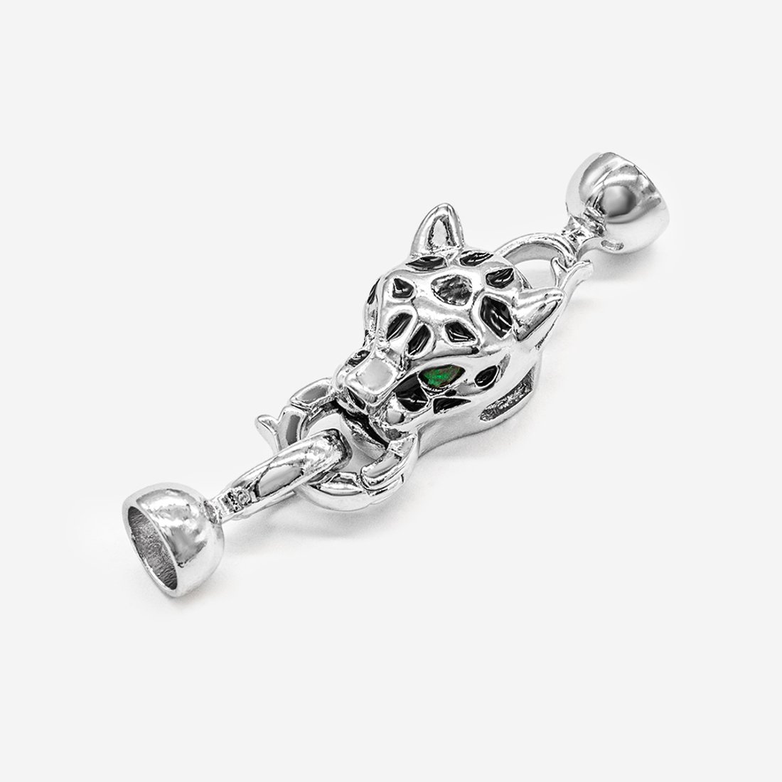 Бейл и пара карабинов "Ягуар" 20,5*11,5/15*7мм, фианиты, эмаль, родирование