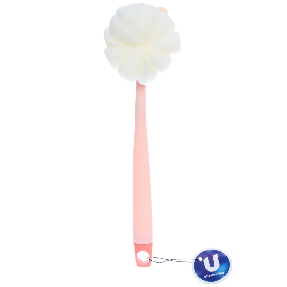 Мочалка массажная «PREMIUM - KOLISTA», на пластиковой ручке, розовая вуаль, 35*6,5*8см (лейбл Ультрамарин)