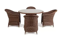 "Равенна" обеденная группа плетеная, цвет коричневый