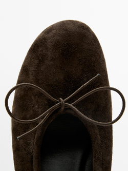 Massimo Dutti Балетки на высоком каблуке, коричневый